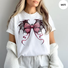 Comfort Colors® Coquette Halloween Shirt, Gothic Bow T-Shirt, Coquette Shirt, Gothic Shirt, Halloween Gift, Witchy Halloween Shirt