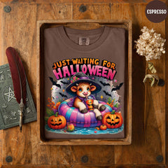 Comfort Colors® Just Waiting for Halloween Shirt, Funny Halloween Shirt, Spooky Fall Graphic Shirt, Cute Halloween T-shirt