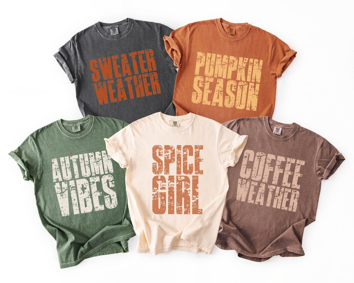 Comfort Colors® Fall Shirts - Pumpkin Season T-Shirt - Autumn Vibes Shirt - Fall Shirts - Sweater Weather - Fall Crew Shirts