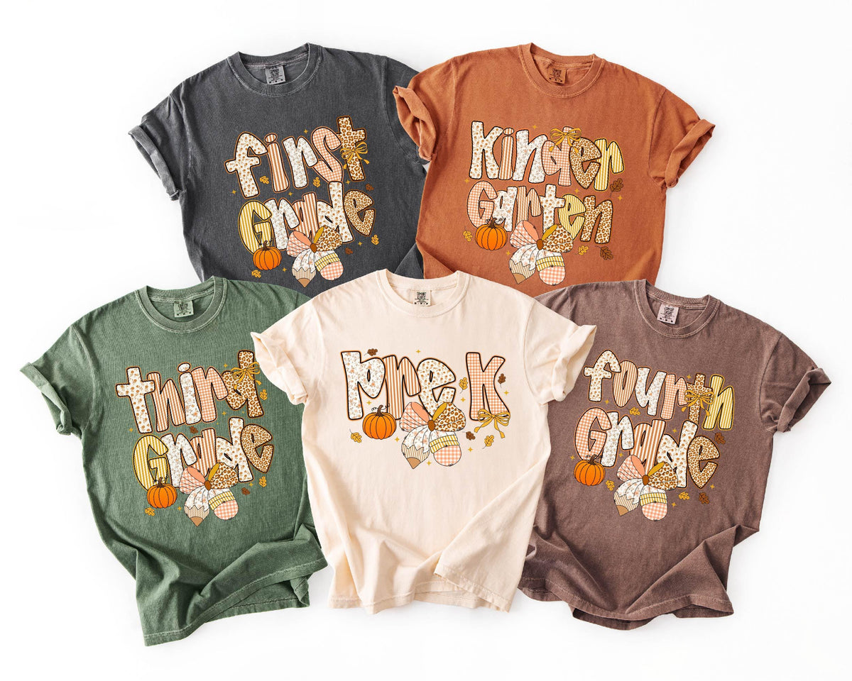 Comfort Colors® Fall Teacher Shirts - Pre-k - 5th Grade Teaching T-Shirt - Coquette Autumn Teacher Shirt