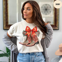 Comfort Colors® Christmas Cowboy Boots Shirt, Cowboy Boots T-Shirt, Cowgirl Boots Christmas Shirt, Cowgirl Gift T-Shirt