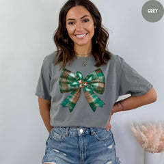 Comfort Colors® Coquette Christmas Shirt, Christmas Bow Shirt, Christmas Shirt for Women, Girly Christmas Shirt