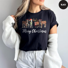 Comfort Colors® Christmas Cow Shirt, Funny Christmas Shirt, Cow Lover Gift, Holiday Shirt, Farm Christmas Shirt, Womens Cow Shirt