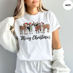 Comfort Colors® Christmas Cow Shirt, Funny Christmas Shirt, Cow Lover Gift, Holiday Shirt, Farm Christmas Shirt, Womens Cow Shirt