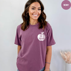 Comfort Colors® A+ Teacher Shirt, Kindergarten Teacher Gift, Apple Teacher Tshirt ,Back to School Teacher T-Shirt, Apple Pocket Shirt