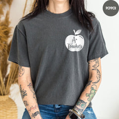 Comfort Colors® A+ Teacher Shirt, Kindergarten Teacher Gift, Apple Teacher Tshirt ,Back to School Teacher T-Shirt, Apple Pocket Shirt