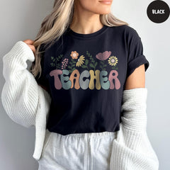 Comfort Colors® Flower Teacher Shirt, Back to School Gift, Teacher Appreciation, Floral Teacher Shirt, Gift for Teacher