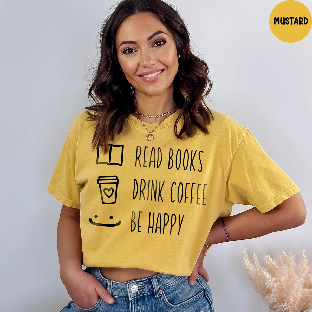 Comfort Colors® Drink Coffee Read Books Be Happy, Book Lover T-shirt, Coffee Books Shirt, Cute Book Lover Shirt, Librarian Shirt