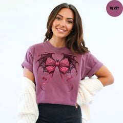 Comfort Colors® Coquette Halloween Shirt, Gothic Bow T-Shirt, Coquette Shirt, Gothic Shirt, Halloween Gift, Witchy Halloween Shirt