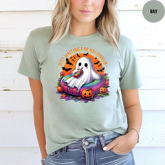 Comfort Colors® Just Waiting for Halloween Shirt, Funny Halloween Shirt, Spooky Fall Graphic Shirt, Funny Spooky Pumpkin Graphic Tee