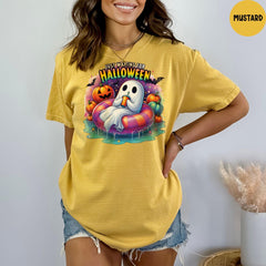 Comfort Colors® Just Waiting For Halloween T-Shirt, Spooky Summer Shirt, Spooky Fall Graphic Shirt, Retro Halloween Womens Shirt