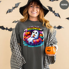 Comfort Colors® Just Waiting For Halloween T-Shirt, Spooky Summer Shirt, Spooky Fall Graphic Shirt, Retro Halloween Womens Shirt