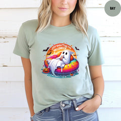 Comfort Colors® Just Waiting for Halloween Shirt, Halloween Shirt, Funny Ghost Pumpkin Shirt, Spooky Fall Graphic Shirt