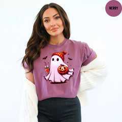 Comfort Colors® Cute Ghost Tshirt, Ghost Halloween Gift, Ghost Ice Coffee Shirt, Spooky Season Shirt, Funny Pumpkin Shirt
