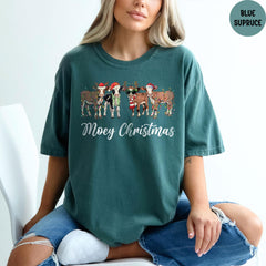 Comfort Colors® Christmas Cow Shirt, Funny Christmas Shirt, Cow Lover Gift, Holiday Shirt, Farm Christmas Shirt, Womens Cow Shirt