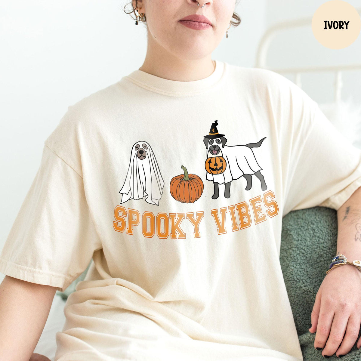 Comfort Colors® Spooky Vibes Shirt, Halloween Shirt, Womens Halloween Shirt, Spooky Season Shirt, Ghost Halloween Shirt