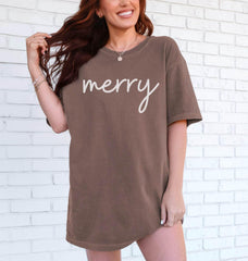 Comfort Colors® Merry Shirt - Minimalist Christmas T- Shirt - Matching Holiday Christmas Tee - Christmas Party Outfit