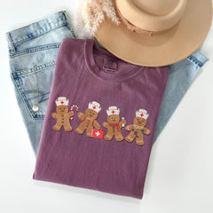 Comfort Colors® Nurse Christmas Shirt - Gingerbread Cookie T-Shirt - Holiday Tee - Retro Christmas