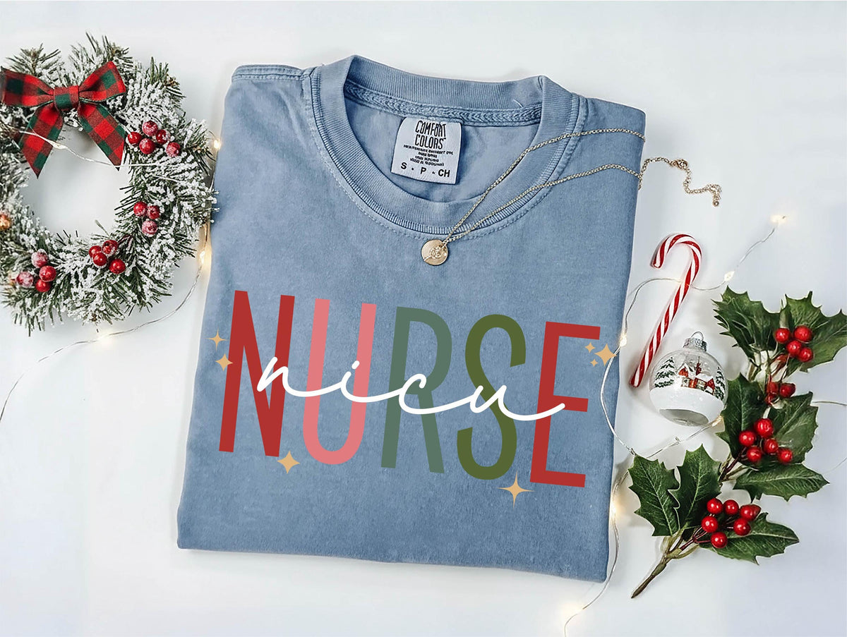 Comfort Colors® NICU Christmas Shirt - Festive T-Shirt - NICU Nurse Gift - Neonatal Holiday Tee