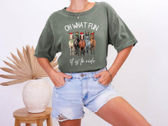 Comfort Colors® Horse Christmas Shirt - Oh What Fun It Is To Ride - Festive Horse Tee - Farm Animal T-Shirt
