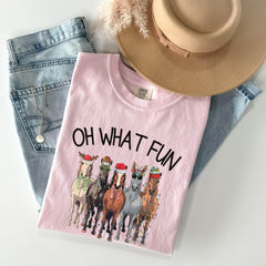 Comfort Colors® Horse Christmas Shirt - Oh What Fun It Is To Ride - Festive Horse Tee - Farm Animal T-Shirt