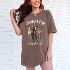 Comfort Colors® Horse Christmas Shirt - Oh What Fun It Is To Ride - Festive Horse Tee - Farm Animal T-Shirt