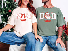 Comfort Colors® Christmas Mom Dad Shirt - Matching Xmas T-Shirts - New Mom Dad Tee - Couple Gift