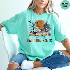 Comfort Colors® HalloThanksMas Shirt, Happy Hallothanksmas Shirt, Halloween Shirt, Halloween Thanksgiving Shirt, Holiday Season Shirt