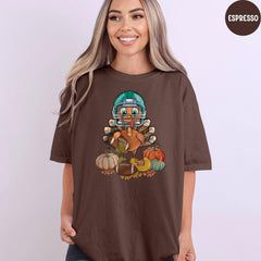 Comfort Colors® Football Turkey Shirt, Funny Thanksgiving T-Shirt, Fall Graphic Tee for Women, Football Thanksgiving Shirt