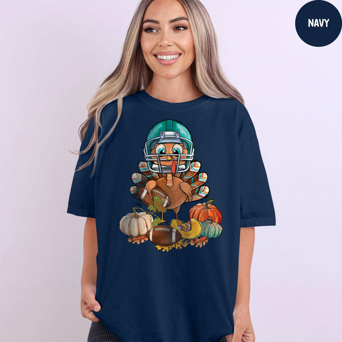 Comfort Colors® Football Turkey Shirt, Funny Thanksgiving T-Shirt, Fall Graphic Tee for Women, Football Thanksgiving Shirt