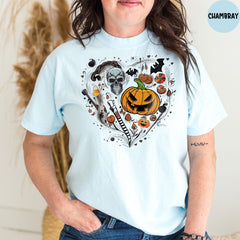 Comfort Colors® Halloween Doodles Heart Shirt, Spooky Vibes T-Shirt, Cute Halloween Shirt, Happy Halloween Shirt