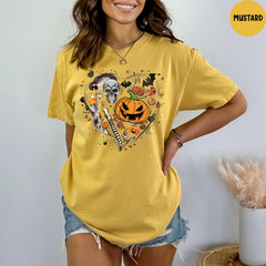 Comfort Colors® Halloween Doodles Heart Shirt, Spooky Vibes T-Shirt, Cute Halloween Shirt, Happy Halloween Shirt