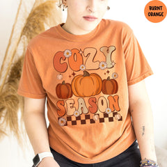 Comfort Colors® Cozy Season Shirt, Womens Pumpkin Season Shirt, Cute Pumpkin Shirt, Women Fall Shirt, Fall Pumpkin Shirt