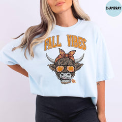 Comfort Colors® Fall Cow Shirt, Fall Cozy Cow Shirt, Autumn Cow Shirt, Cute Autumn Animal Shirts, Fall Shirt, Fall Vibes Shirt