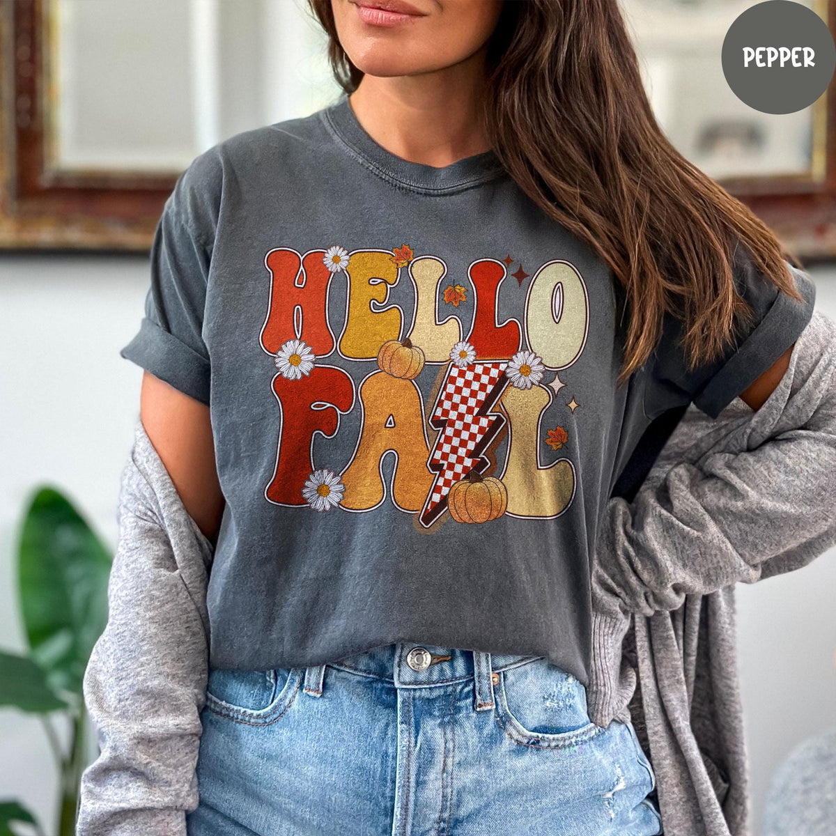 Comfort Colors® Hello Fall Shirt, Fall Shirts, Thanksgiving Shirt, Pumpkin Shirt, Autumn Shirt, Happy Fall Shirt, Fall Pumpkin