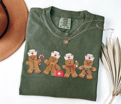 Comfort Colors® Nurse Christmas Shirt - Gingerbread Cookie T-Shirt - Holiday Tee - Retro Christmas
