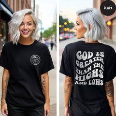 Comfort Colors® God is Greater than The Highs and Lows T-Shirt, Religious Shirt, Church Shirt, God Shirt, Christmas Gift, Faith Tee
