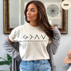 Comfort Colors® Religious Shirt, God Is Greater Than The Highs And Lows T-Shirt, Church Shirt, Religious Shirt, Christian Shirt