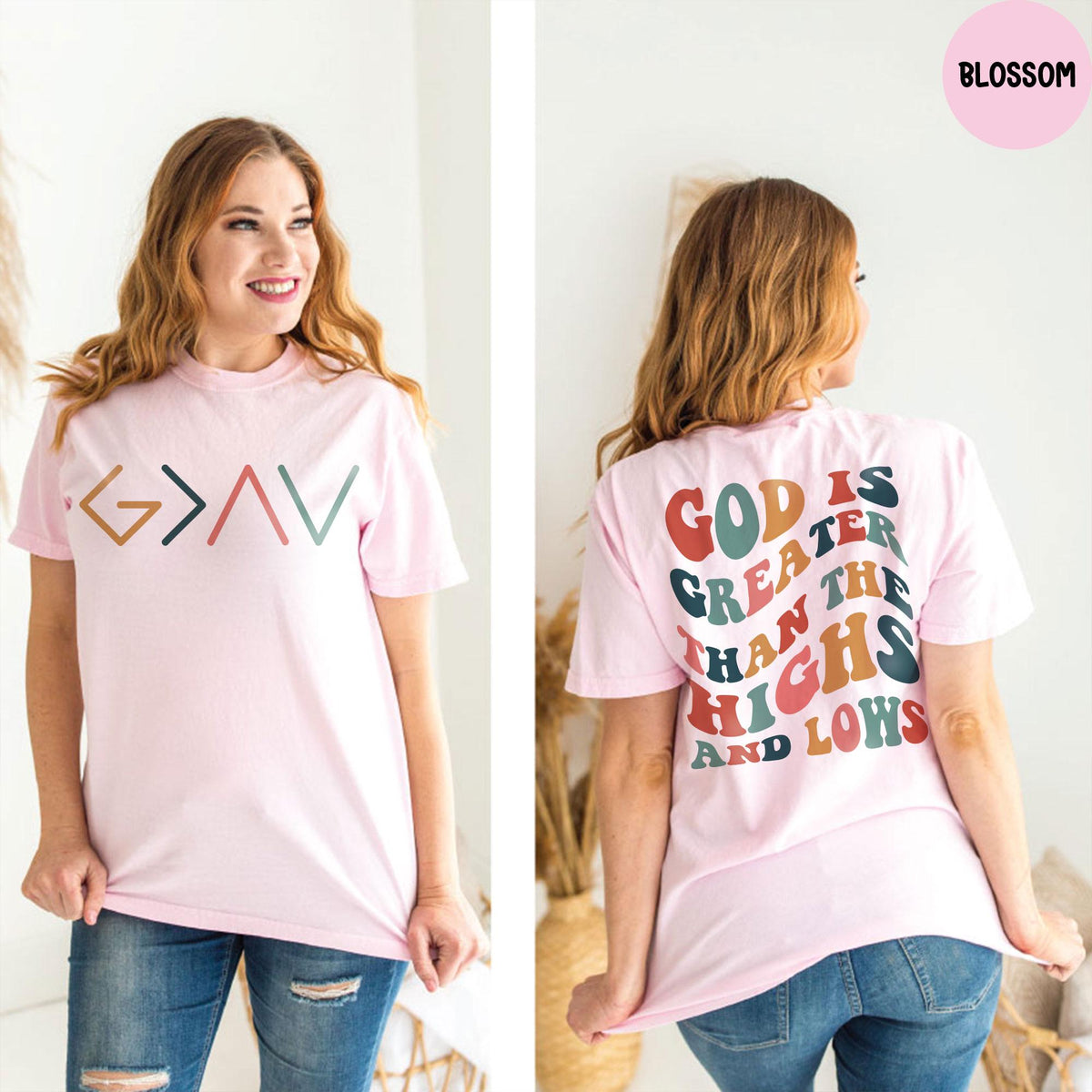 Comfort Colors® God is Greater than The Highs and Lows T-Shirt, Christian Shirt, Religious Shirt, Bible Verse Shirt