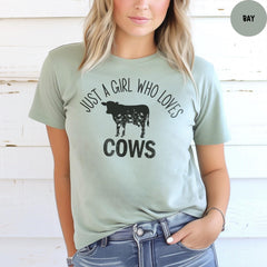 Comfort Colors® Just A Girl Who Loves Cows Shirt, Cow Lovers Shirt, Girl's Cows Shirt, Farm Girl Outfit, Cow T-Shirt, Farmer Shirt