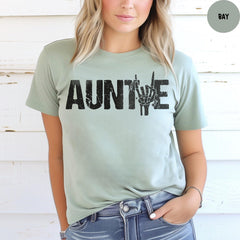 Comfort Colors® Rock On Auntie Shirt, Skeleton Hand Shirt, Halloween Shirt, Halloween Auntie Shirt, Aunt Announcement Gift