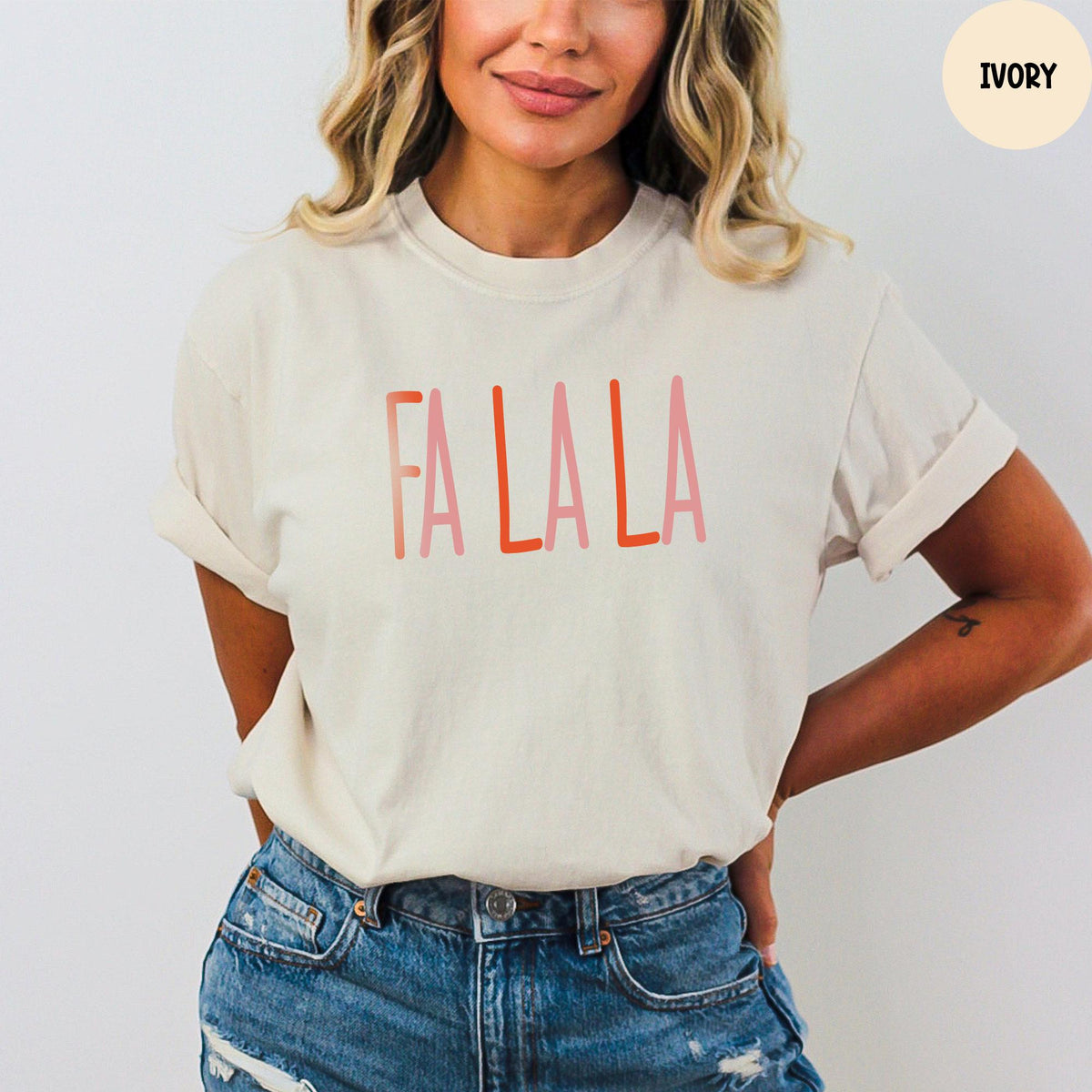 Comfort Colors® Fa La La La Christmas Tshirt, Christmas Party Shirt, Cute Christmas Holiday Outfit, Christmas Family Shirt