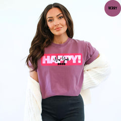 Comfort Colors® Happy New Year T-shirt, Hello 2026 Shirt, New Years Shirt,, Happy New Year Festive Party Shirts, 2026 Women's Shirts