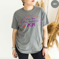 Comfort Colors® New Year New Beginnings 2026 Shirt, Happy New Year 2026 Shirt, Family Christmas Shirt, Christmas T-shirt