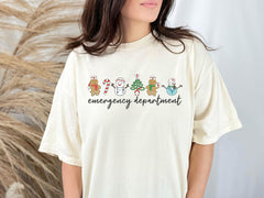 Comfort Colors® Emergency Department Shirt - Retro Christmas T-Shirt - ER Xmas Gift - Holiday ER Shirt