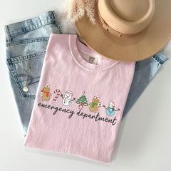 Comfort Colors® Emergency Department Shirt - Retro Christmas T-Shirt - ER Xmas Gift - Holiday ER Shirt