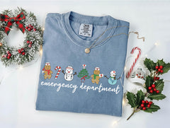Comfort Colors® Emergency Department Shirt - Retro Christmas T-Shirt - ER Xmas Gift - Holiday ER Shirt