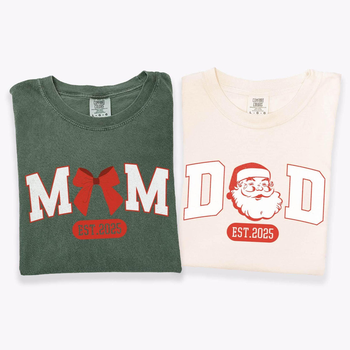 Comfort Colors® Christmas Mom Dad Shirt - Matching Xmas T-Shirts - New Mom Dad Tee - Couple Gift