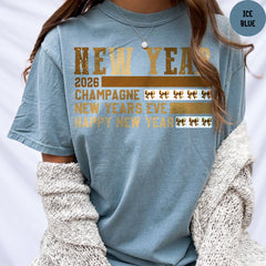 Comfort Colors® Happy New Year Shirt, New Year 2026 Shirt, Champagne T-shirt, New Years Eve Shirt, New Years Eve Party T-shirt