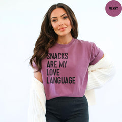Comfort Colors® Snacks Are My Love Language Shirt, Funny Fact Shirt, Funny Valentine's Day Tee, Snacks Lover Kids Tee
